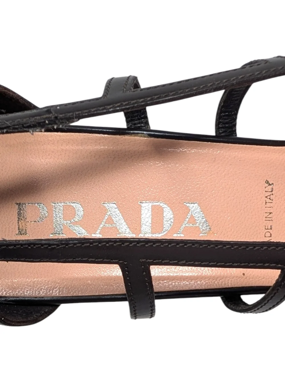 Prada Vintage Cutout Lattice Bondage Pointed Toe Kitten Heel Pump Brown 38.5 | 8